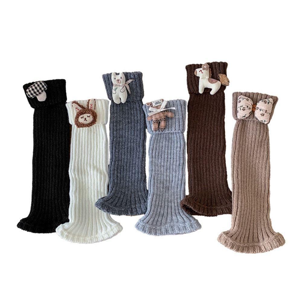 Y2K Horse Doll Leg Warmers Sweet Women's Stockings Rabbit Knit Bear Bow Leggings  Autumn