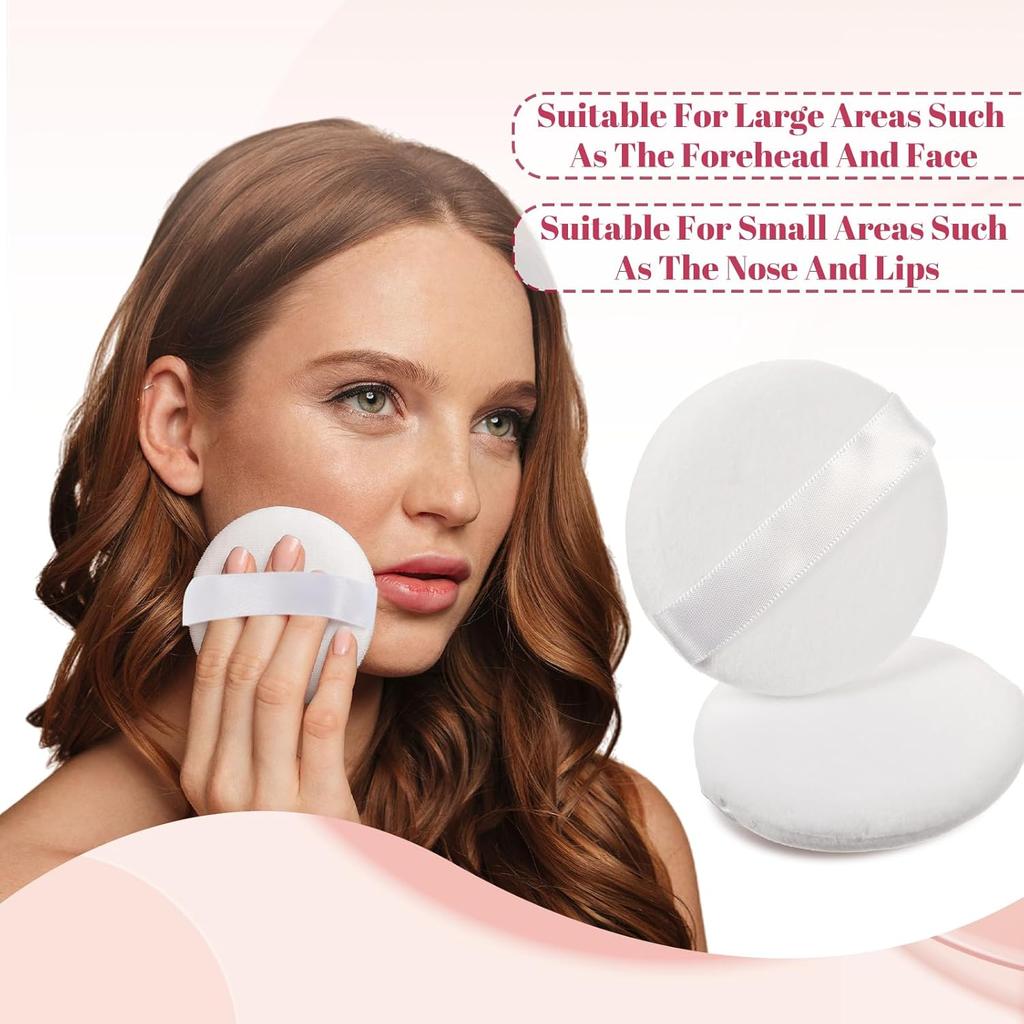 simarro 6 PCS Setting Powder Puff, Cotton Round Makeup Puff Beauty Makeup Tools Body Powder Puff Applicator Reusable for Loose Powder Setting Powder