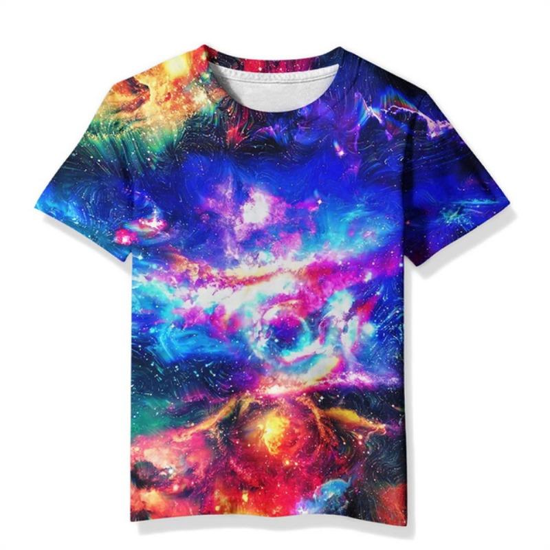 T-shirt une pièce pour enfants, motif ciel étoilé, pour garçons de 9 à 12 ans, à la mode, motif cosmique 3D, pour l'été
