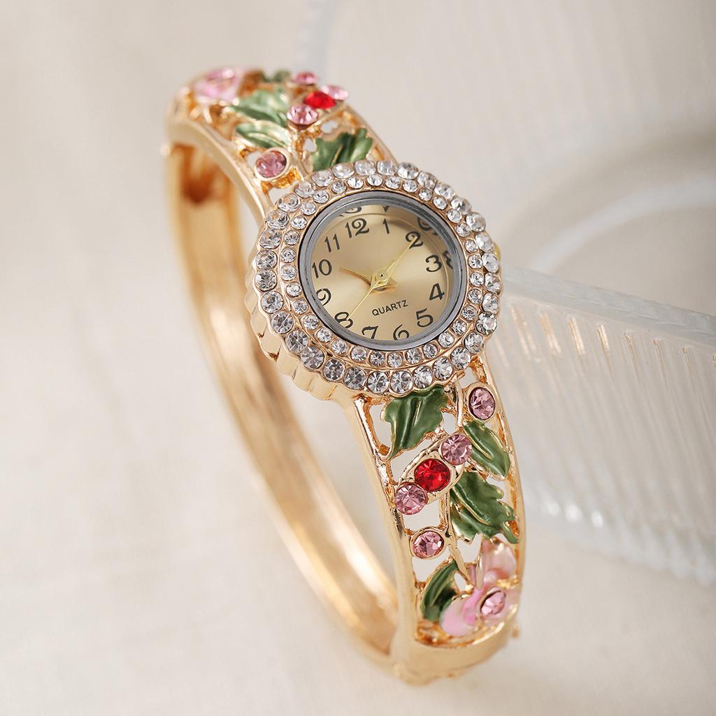 Women's Watch Rhinestone Decorative Leaf Bracelet Quartz Wristwatch