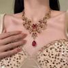 Luxury Rainbow Zircon Clavicle Necklace - Candy-Colored Crystal Heart Design