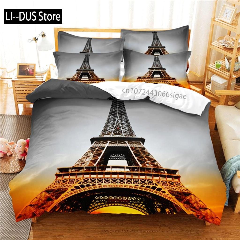 

Eiffel Tower Bedding Set Duvet Cover Sets 3d Bedding Digital Printing Queen Size Bedding Set Fashion Design EU Single(135*200cm)3pcs