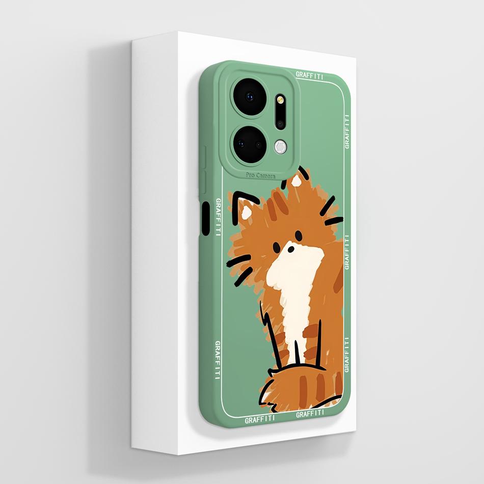 Für Honor X7 X7A X7C X7D X70 Hülle Anime Faule Katze Funda Für Honor X 7 Weiche Flüssigsilikon Handy-Rückseite Vollschutzhülle