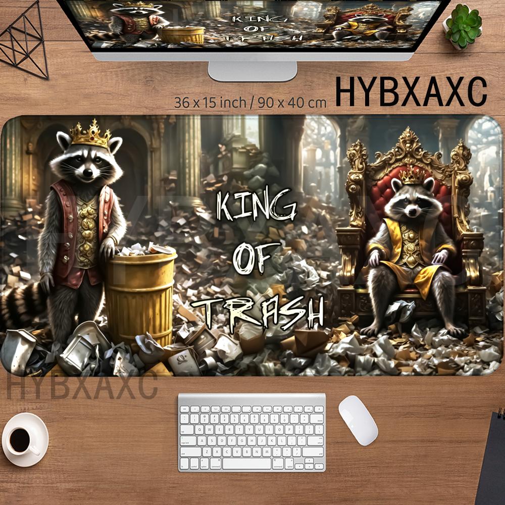 HYBXAXC King of Trash Raccoon Mouse Pad Trash Panda Funny Raccoon Pad Trash King Portrait Raccoon Mousepad Raccoon Painting Gift 400X800X2MM