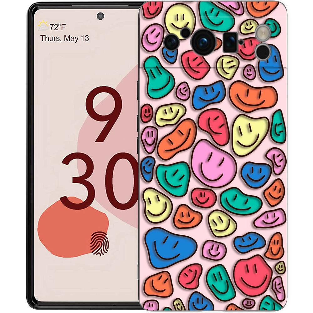 Mode Einfaches Lächeln Gesicht Paar Handyhülle Cover für Google Pixel 8 7 6 7A 6A Pro 5G Stoßfest Silikon 9 Pro XL 8 Pro 5G Hülle