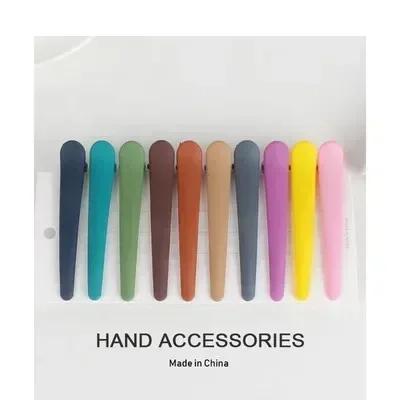 

10 Pcs Fashion Solid Color Frosted Rubber Word Clip Makeup Bangs Hair Clip Styling Tool Perm Fashion Accessories 03