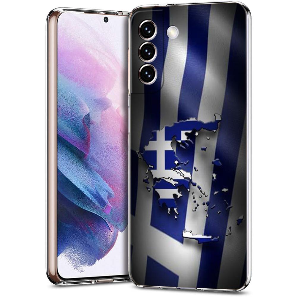 Transparent for Samsung Galaxy S25 S24 S23 S22 S20 S21 FE Ultra S24 S23 S10 S10E S9 Plus Phone Case Soft TPU Greece Greek Flag