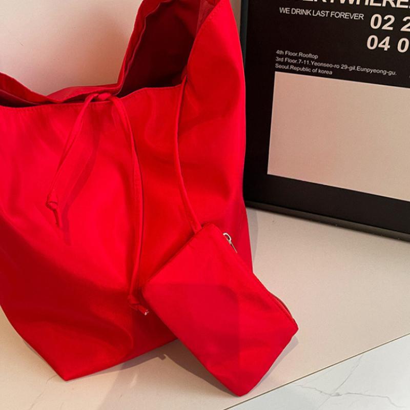 Minimalist Lazy Wind Tote Shoulder Bag Women's Large Capacity Underarm Bag Student Class Bucket Bag Retro Shopping Bags