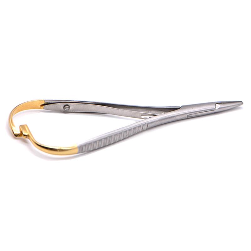 Dentistry Straight Head Needle Holder Forceps Curved Gold Plated Handle Stainless Steel Orthodontic Plier Surgical Instrument