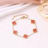 European Three-Piece Jewelry Set: Retro Black Gold Four-Leaf Clover Necklace, Earrings, and Bracelet