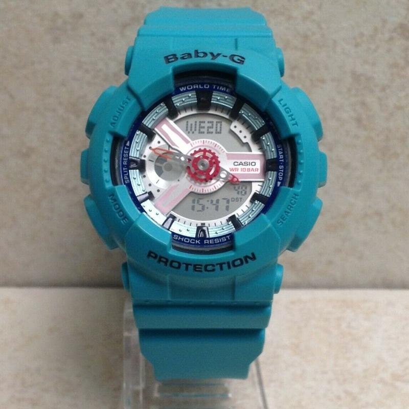 Casio BABY-G Tema Serisi Dijital Çift Hatlı Makaron Kontrast Renk Konfigürasyonu Spor Saati Kuvars Mekanizma Reçine Kayış Japon ve BA-110SN-3A