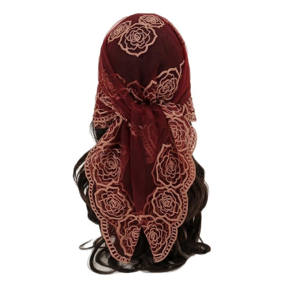 Floral Embroidery Lace Scarf Lightweight Sunscreen Shawls Fashion Headscarf Summer