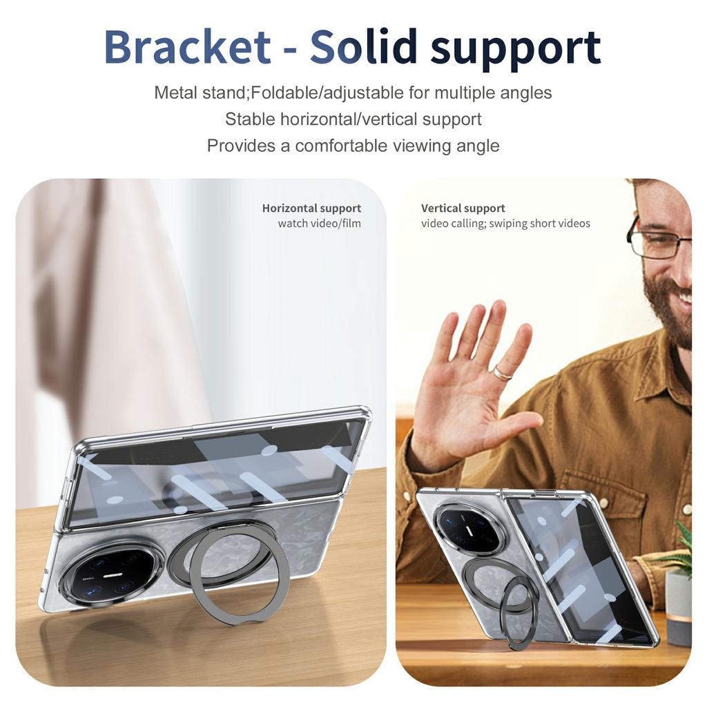 For Huawei Mate X6 Case Magnetic Kickstand Clear PC Phone Cover with HD Screen Film