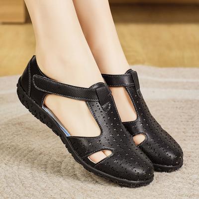 Women's Sandals Summer Mary Jane Beach Flat Shoes Closed Toe Casual Soft Walking Sandals Large Size