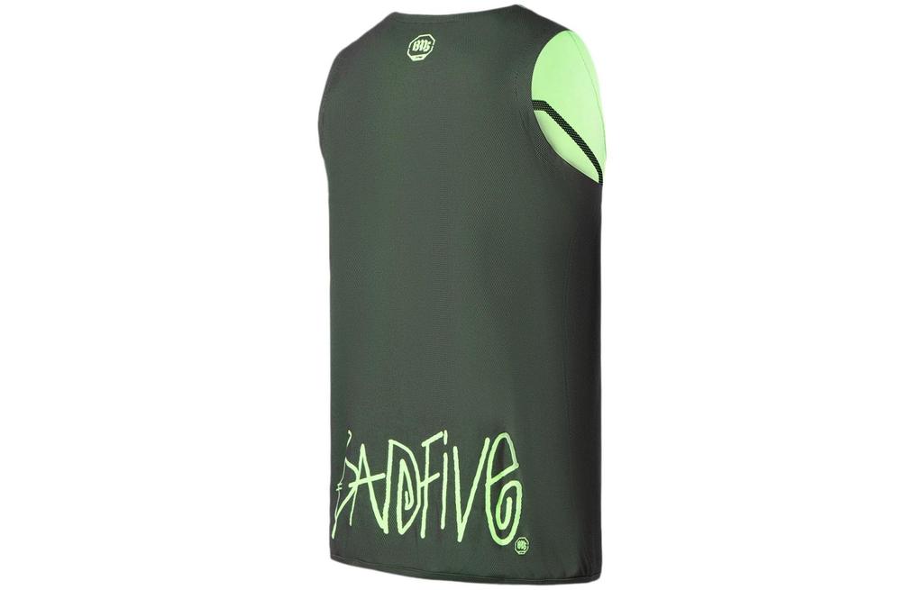 Li Ning Badfive Basketball Jersey Men's Ebony Black Fluorescent Ice Green AAYR371-8
