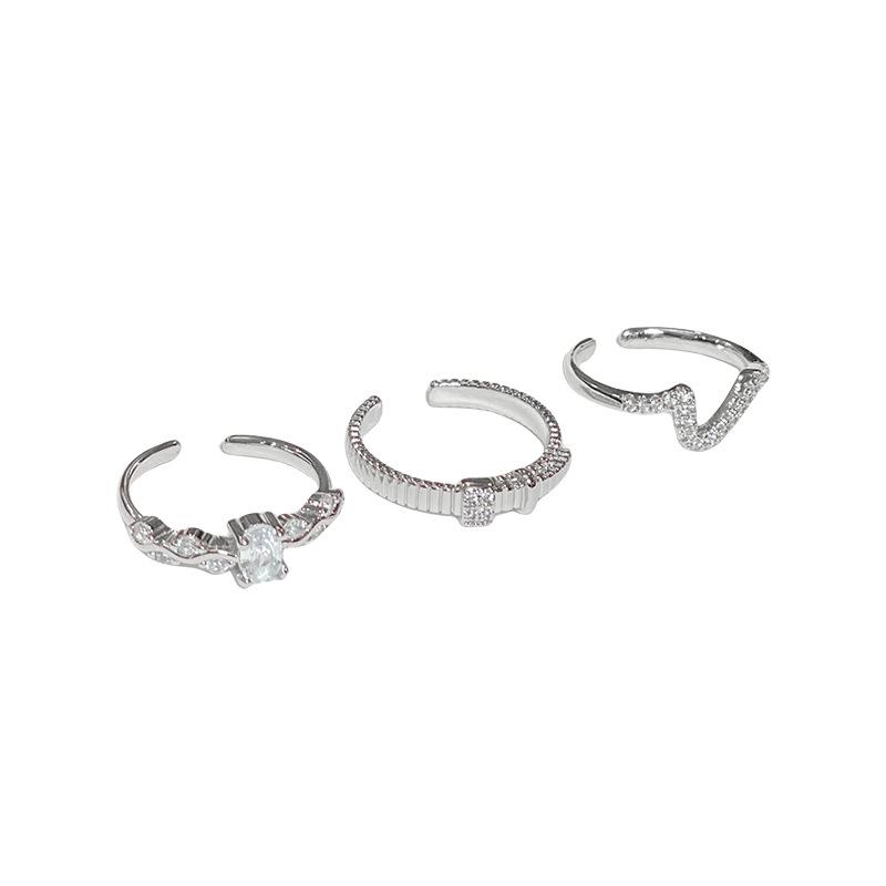 Light Luxury High-End Full Diamond Zir*****Pen Ring Set Fashionable Cold Wind French Index Finger Ring Woman