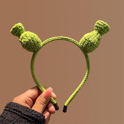 Simpatico Cerchietto di Lana con Rana Cartone Animato e Fermaglio per Capelli per Bambine – Accessorio Lavorato a Maglia Autunno/Inverno