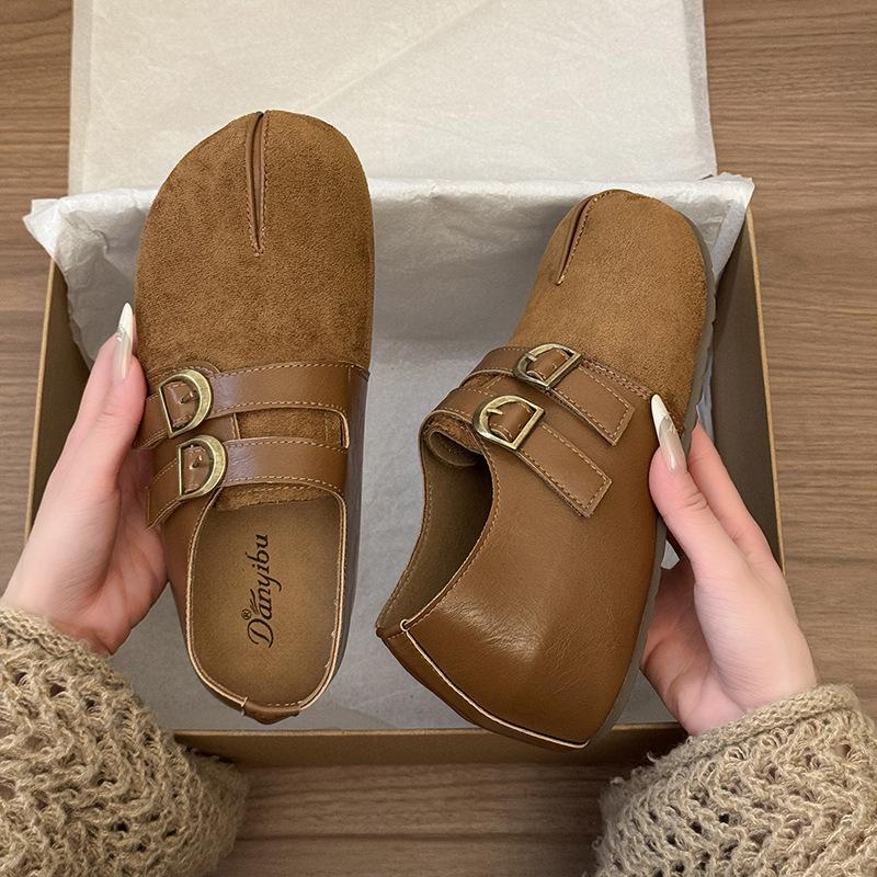 Retro niche design fashionable Birkenstocks women's autumn new versatile casual shallow mouth single shoes