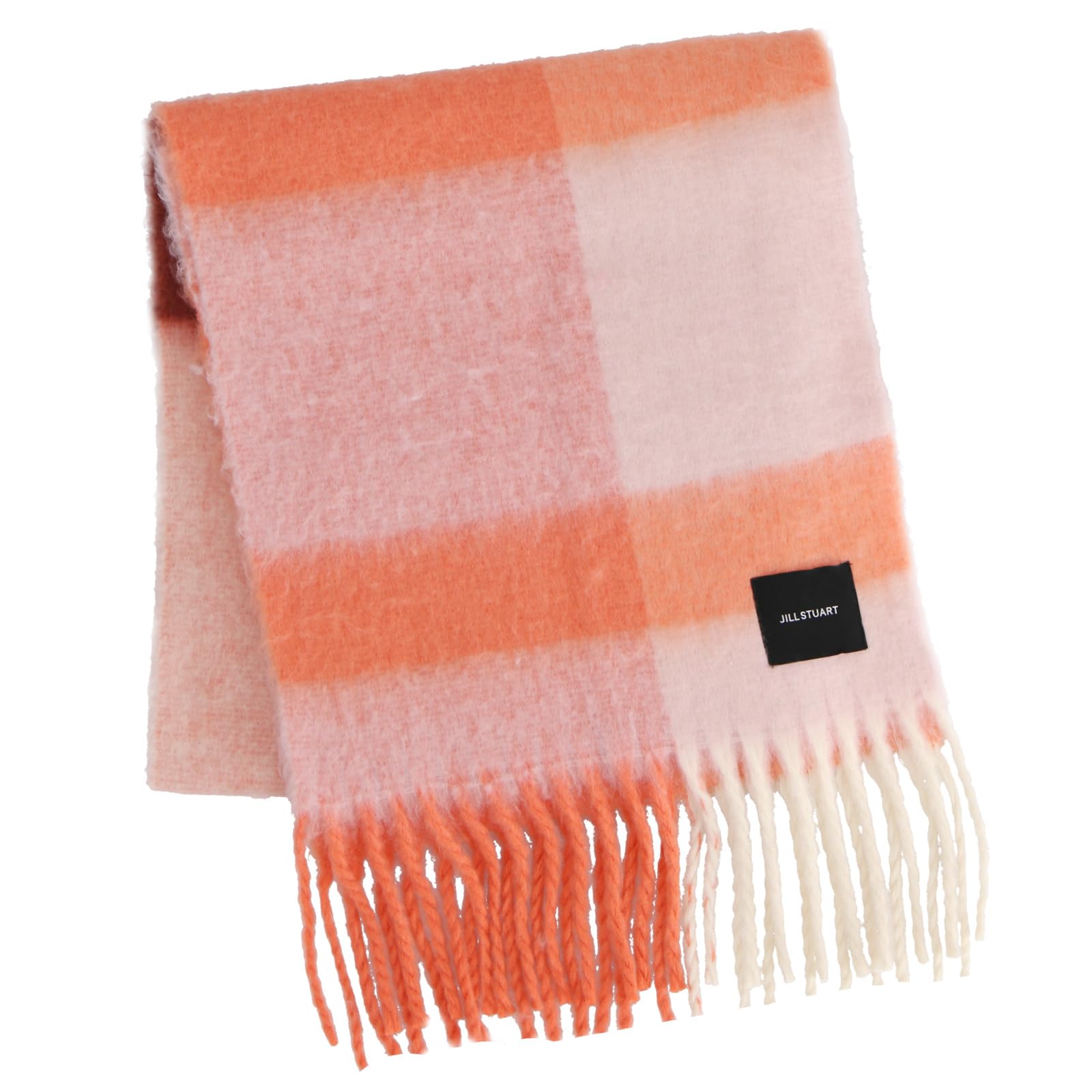 

JILL STUART Shaggy Scarf 60105002, Women s Check Pattern, 60105002A, Orange [A], Approx. 40cm W x 220cm H