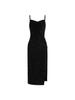 2024 Summer Korean Hepburn Black Sequin Slit Midi Slim Fit Suspender Dress