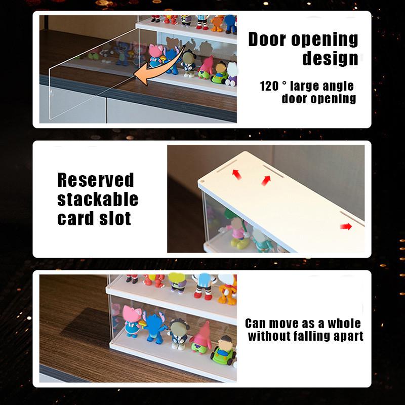 2/3 Layer Display Case for Mini Funko Pop Figures with Light Storage Cabinet Shelf Showcase for Toys Mini Figures Collectibles Storage Rack