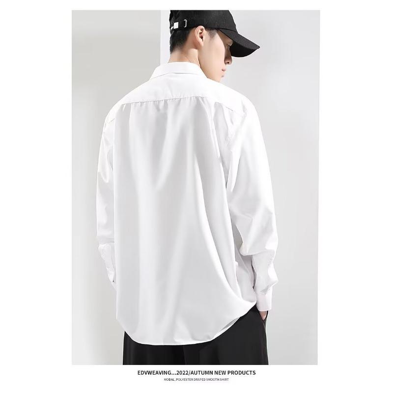 Men Loose Long Sleeve Casual Thin Solid Plus Size Dress Shirt