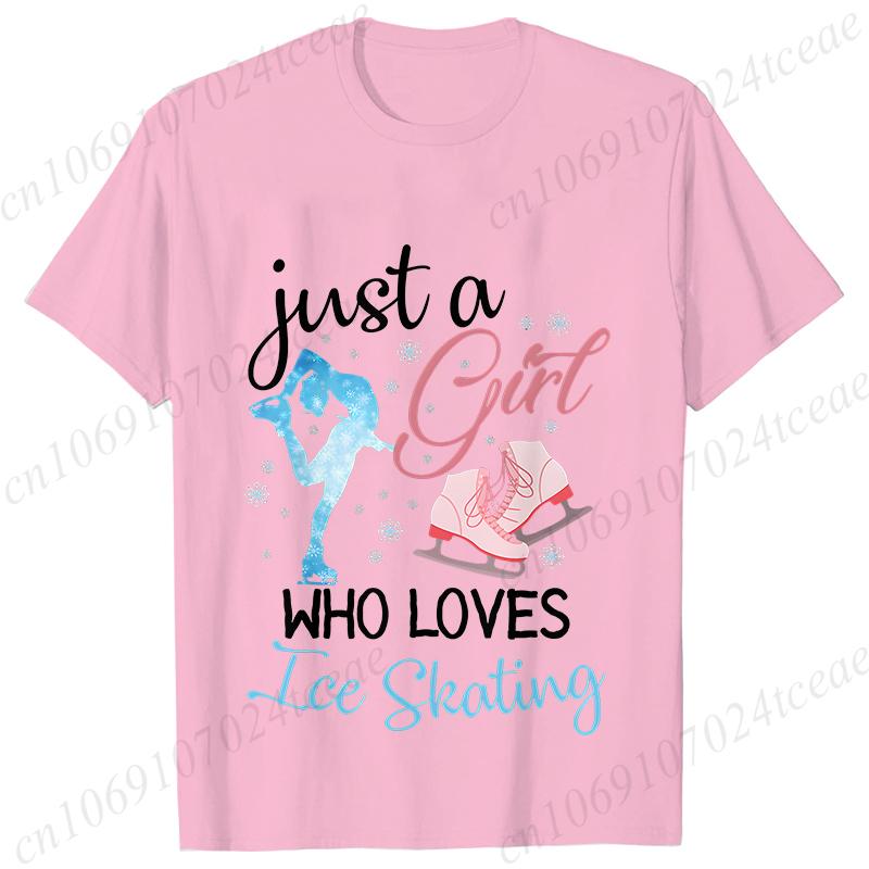 Funny Just A Girl Who Loves Ice Skating Tshirt Unisex Summer Cute  T Shirt Short Sleeve Skating Graphic Shirt Unisex Clothing