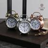 3-inch Retro Silver Ringing Metal Alarm Clock with Night Light - Stylish, Multifunctional Bedside Clock for Students