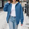 Women's Fashion Solid-Colour Thickened Hooded Sweatshirt With Zip-Up Fleece-Lined Sports Jacket