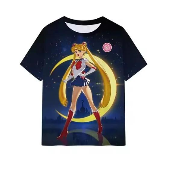 Sailor Moon Anime Kids Short Sleeve Tee 3D Full Print Comfort Top for Outdoor Daily Wear