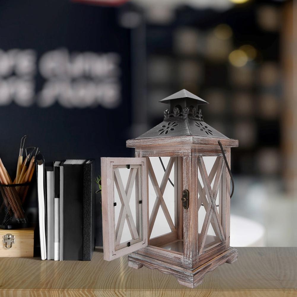 Retro Wooden Candlestick Candle Holder Craft Gift House Desk Ornament Decoration28 X 12.5 X 12.5cm