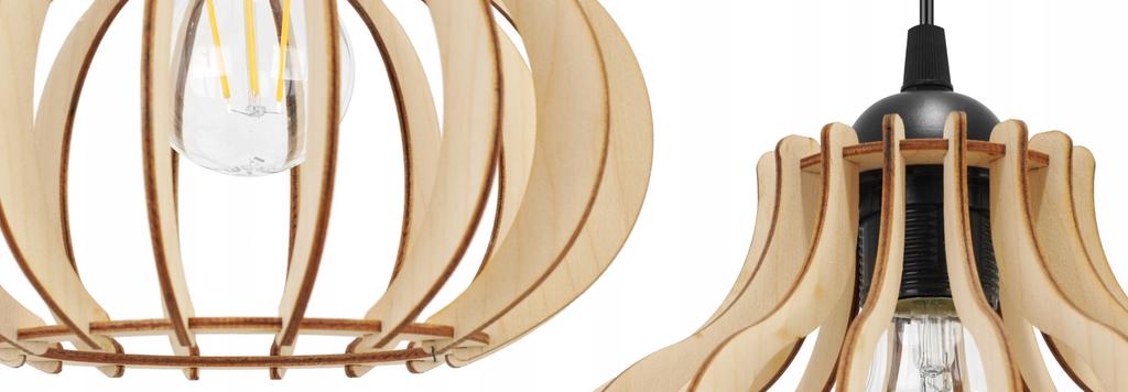 Hanging Lamp, Ceiling Chandelier, Wooden, Led Lampshade