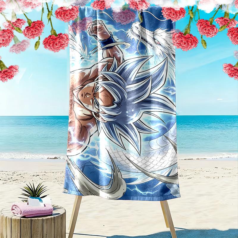 Son Goku Print Beach Towel, Large Soft Quick Dry Towel for Beach Camping Swimming