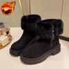 Winter Round Toe Large Size Warm Platform Woman Shoes 2025 Novelty New In Fashion Padded Goth Fleece-lined Snow Boots for Women
