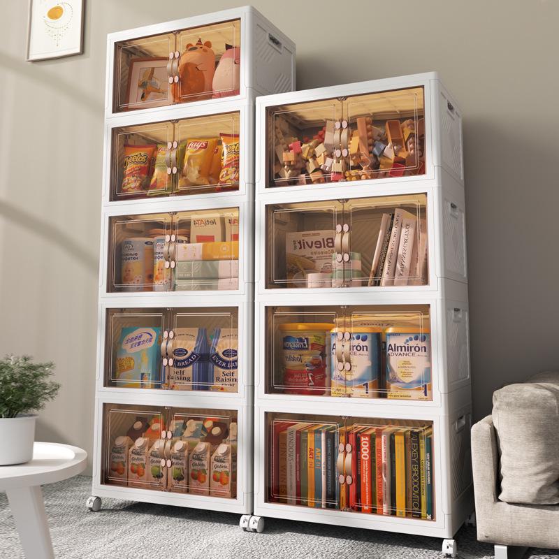 Folding Multi-Layer Storage Cabinet for Living Room - Organize Children's Clothes, Snacks, and More