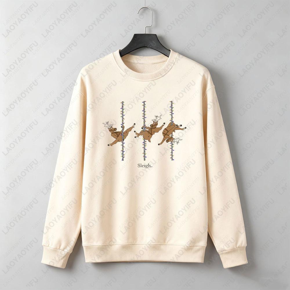 Funny Christmas Sweatshirt Reindeer Pole Dance Holiday Sleigh Christmas Pullover Pole Dance Wear Gift for Dancer Christmas Gift