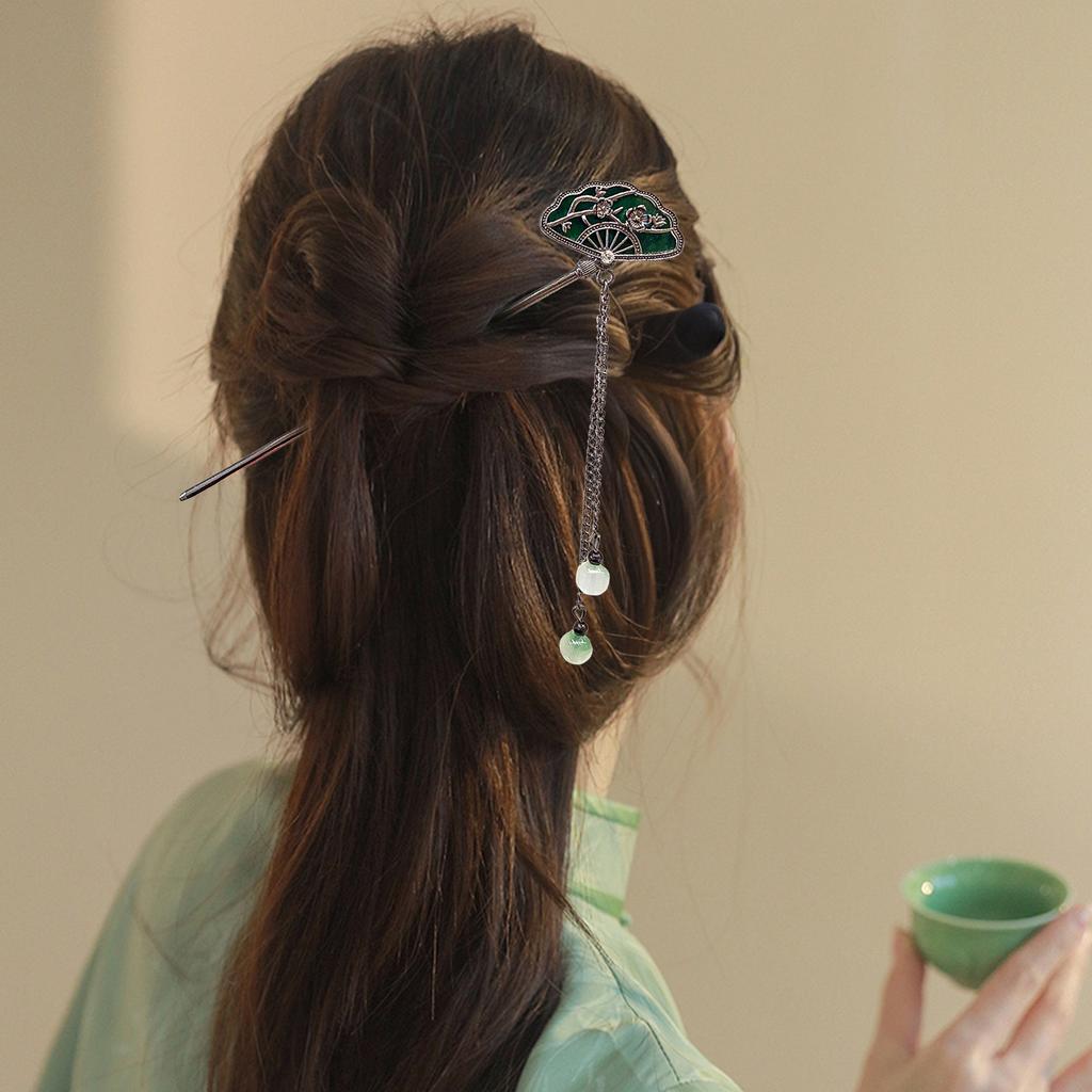 Plum Hairpin Vintage Style Hair Stick with Tassel Dangle Hanfu Hair Accessory for Cheongsam Chinese Hairpin for Women