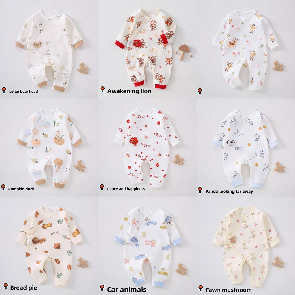 Newborn Cotton Butterfly Romper With Magic Tape Closure For Infant Daily Wear