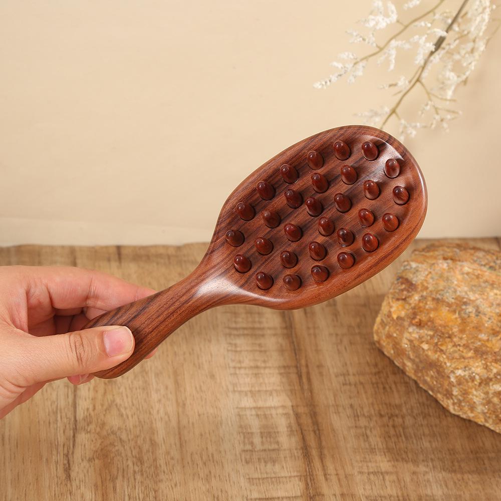 Custom Engraved Sandalwood Head Massager Comb for Long Hair
