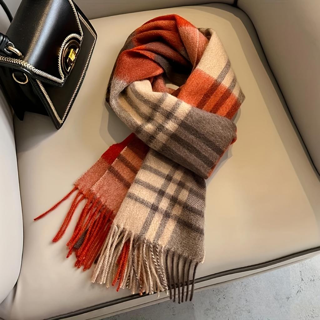 British Classic Australian Scarf - Vintage Striped Winter Warmth Windproof  Scarf for Men and Women,Tassel Edges, Soft Texture