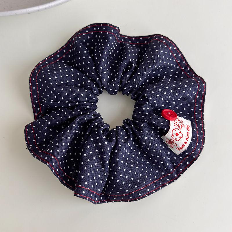Korean Retro Polka Dot Plaid Button Headband & Versatile Large Intestine Hair Tie Set