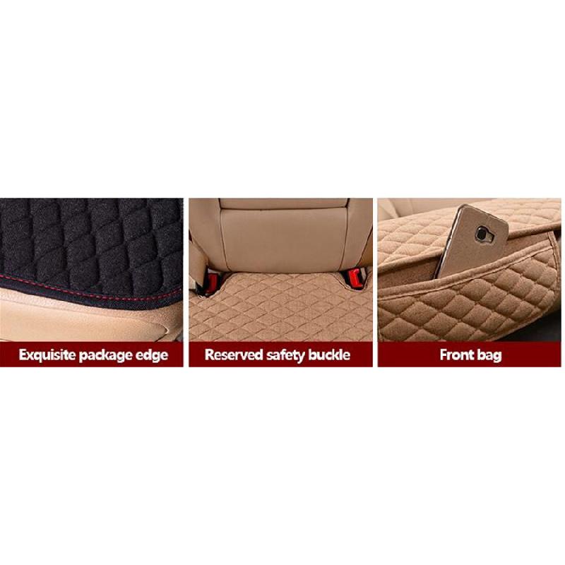 Nowy 2 szt. Pokrowiec na przednie siedzenie Cztery pory roku Len Uniwersalny Akcesoria do wnętrza pojazdu Pokrowiec na siedzenie Poduszka Czarny