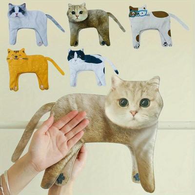 1pcs Cute Cartoon Cat Hand Towels Long Cat Shape Wipe Handkerchiefs Bath Towels for Bathroom Kitchen Hanging Towel