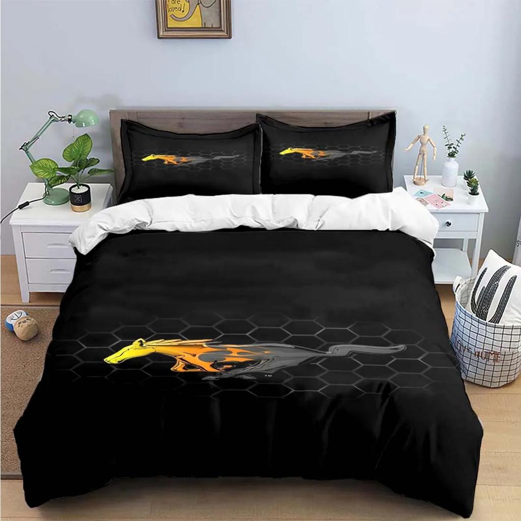 Fashion Exquisite M-Mustang Print Bedding Sets Exquisite Bed Supplies Set Duvet Cover Bed Comforter Set Bedding Set Luxury  Gift