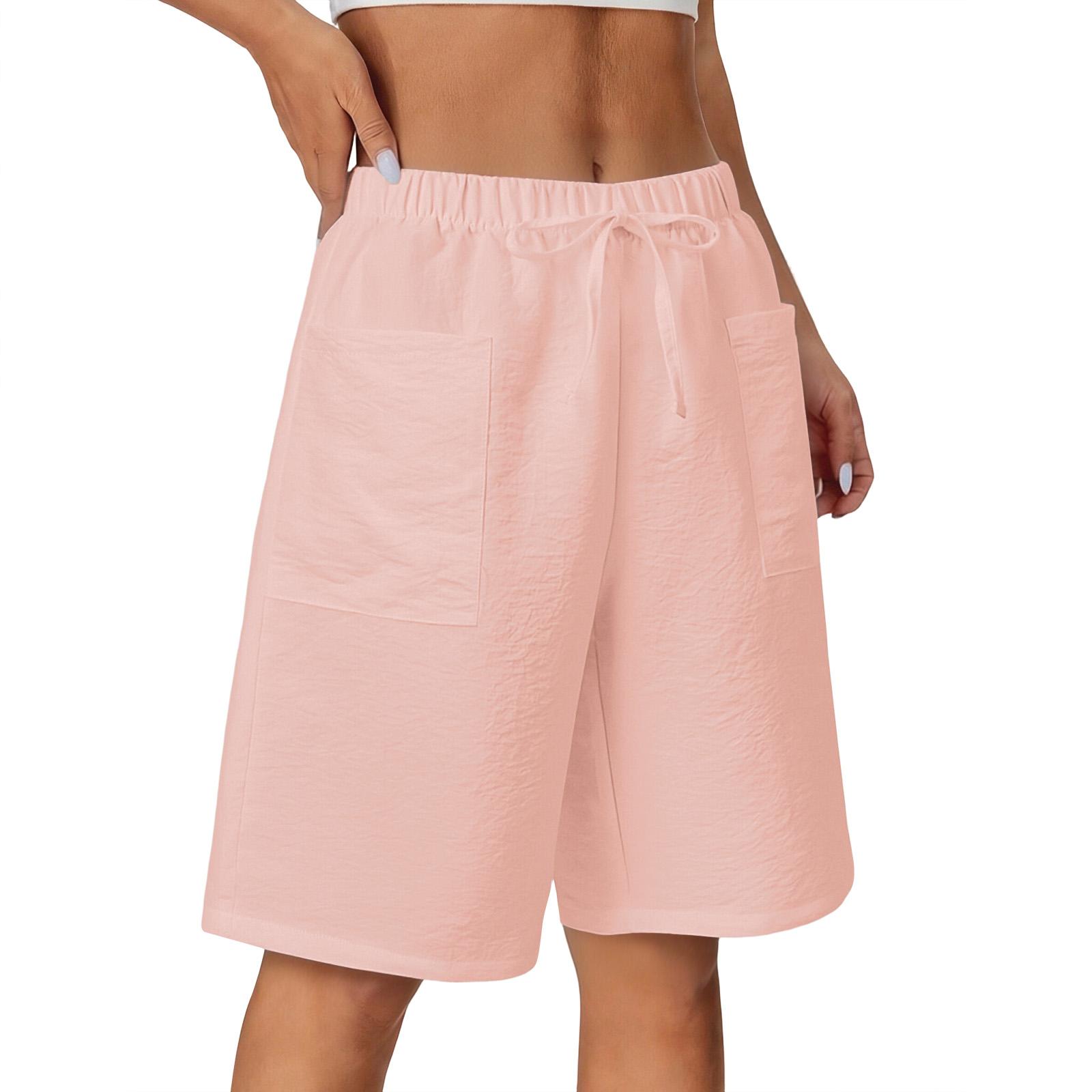 

Women s Casual, Loose-fitting -color Pants With Pockets S рожевий