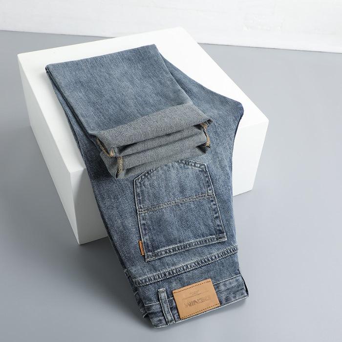 

Джинсы мужские свободные деловые прямые летние широкие штанины большого размера стрейч для среднего возраста повседневные брюки 38