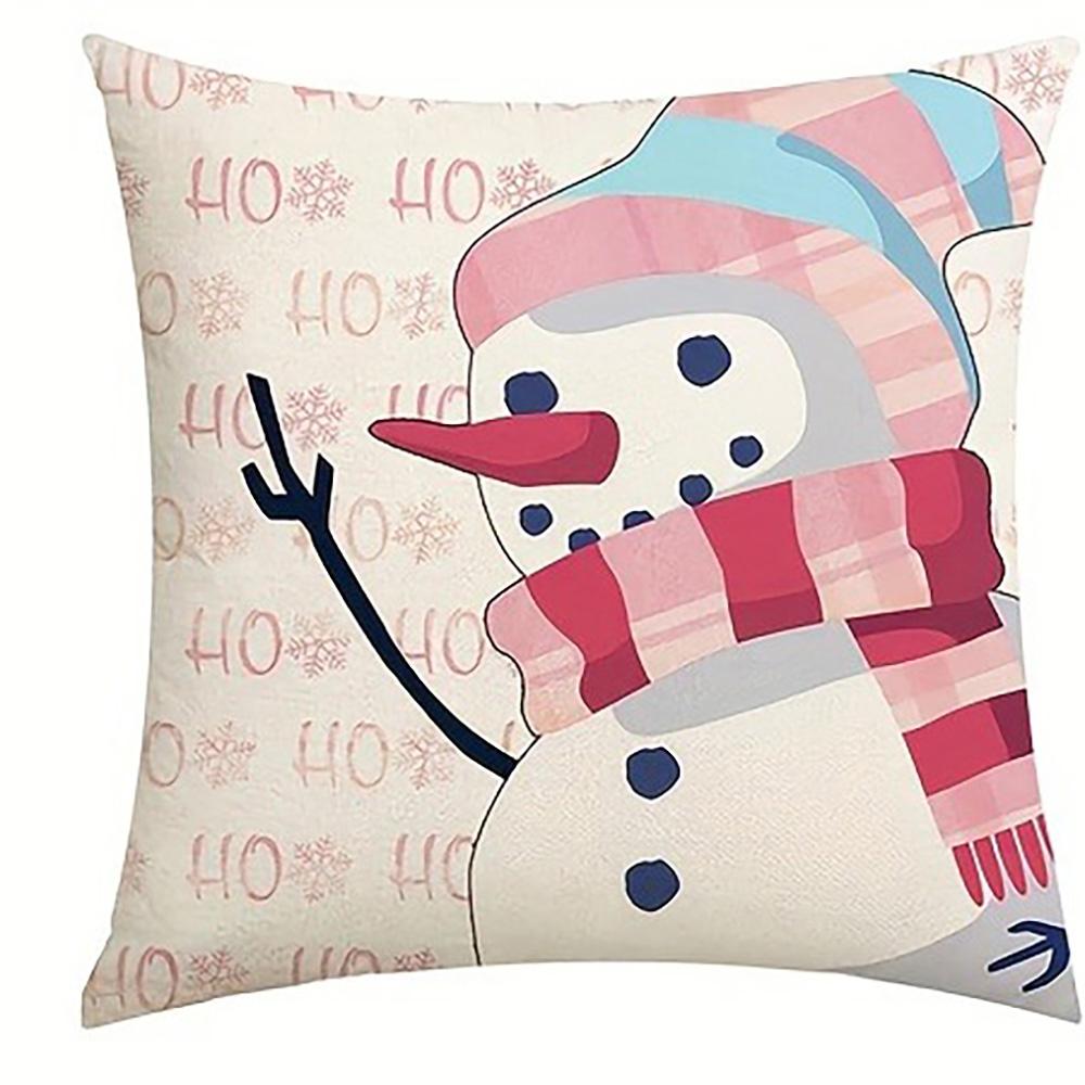 Festive Pink Christmas Pillowcases: Santa, Snowman, Merry Christmas & Christmas Eve Designs home room decoration
