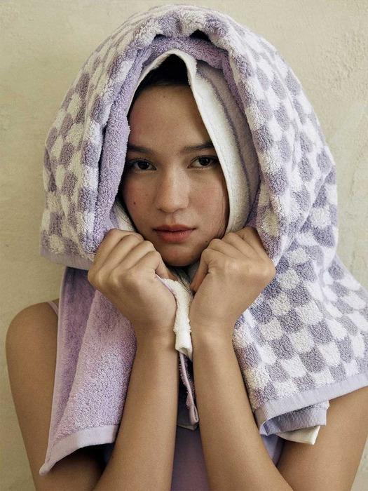 Hotel Isla Premium Cotton Heavy Duty 210g Towel 3P Lilac Lilac Arch Checkerboard 3 sheets