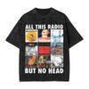 T-shirt Vintage Oversize a Maniche Corte Lavaggio Acido con Stampa Grafica Kid A Mountain dei Radiohead