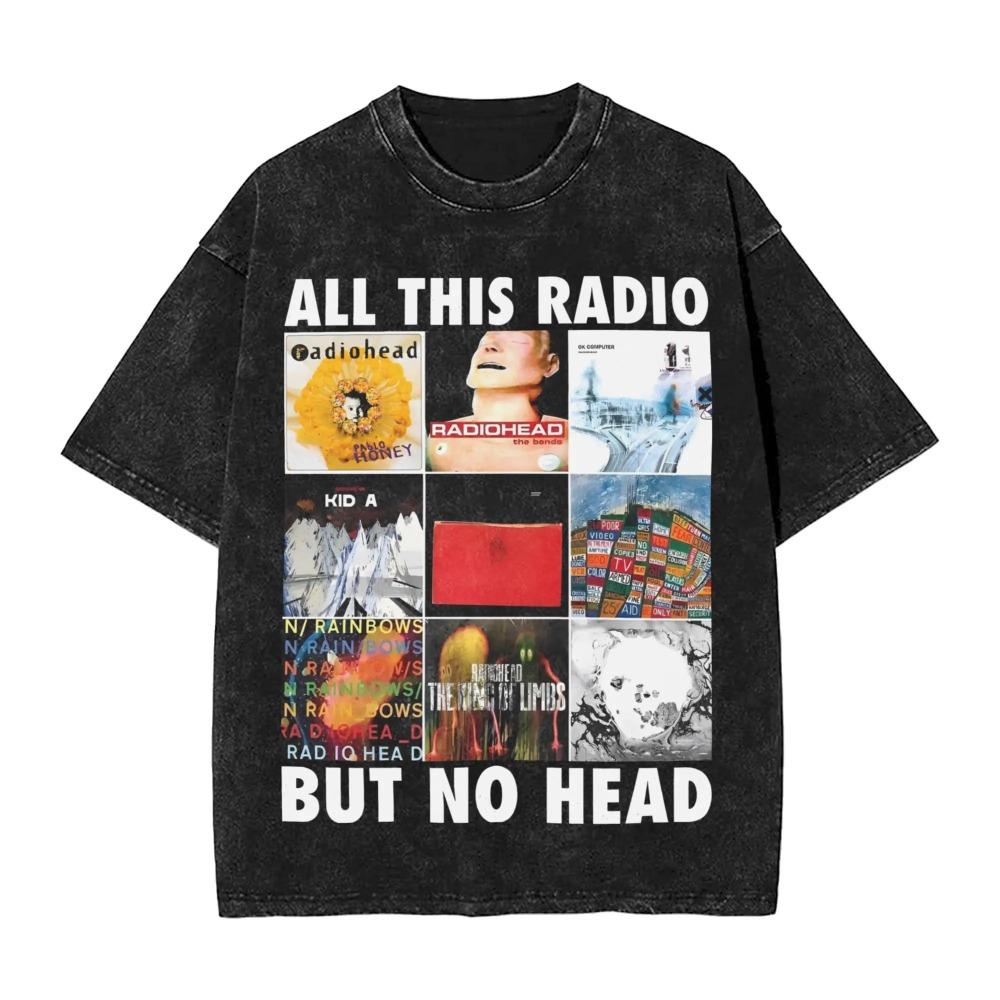 

Вільна вінтажна футболка з коротким рукавом кислотного прання з принтом Radiohead Kid A Mountain S